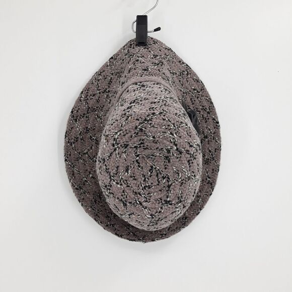 August Hat Lavender Gray Flecked Striped Flower Cloche Bucket Black Flower - Picture 10 of 10